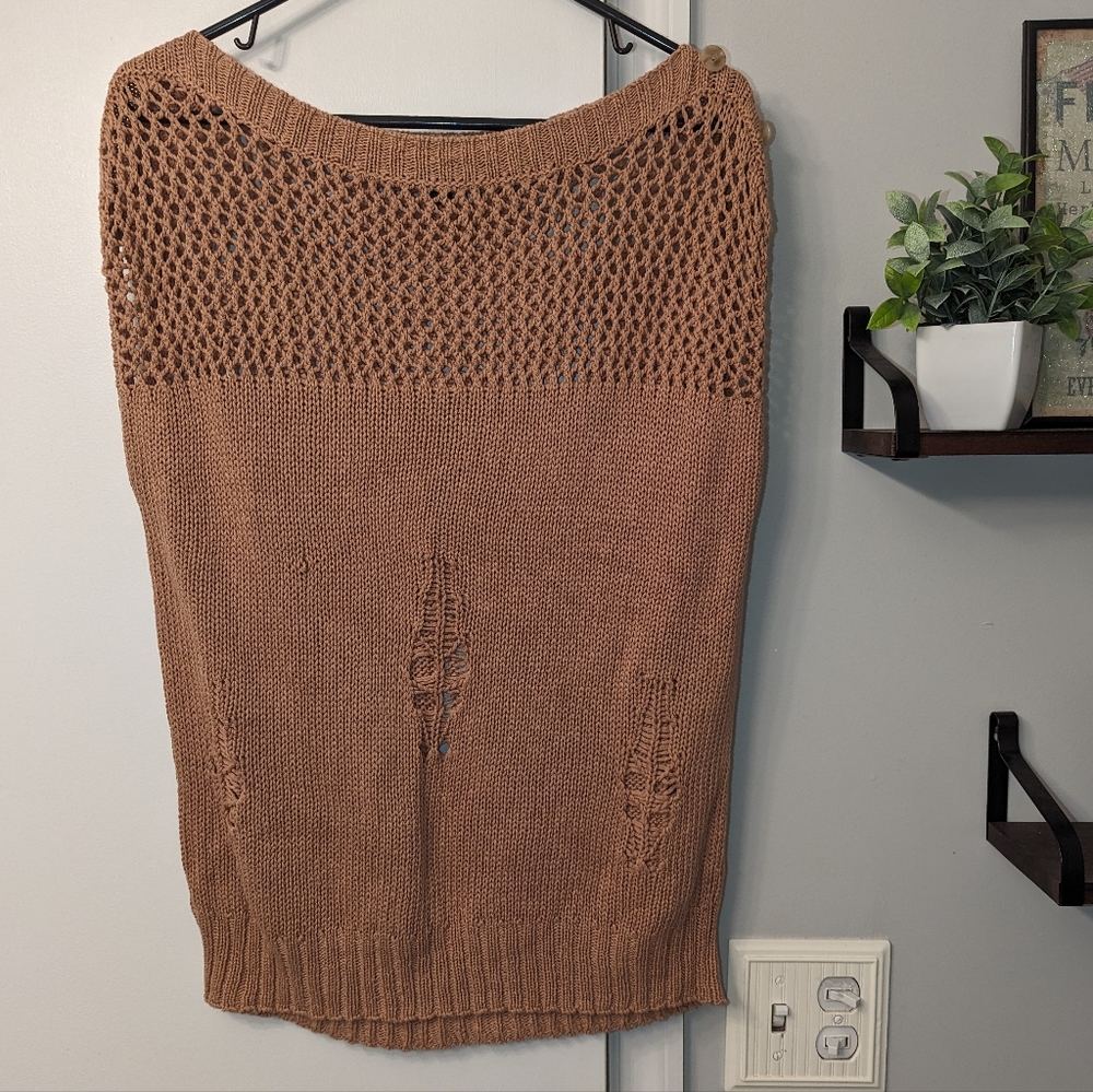 Distressed Crochet Style Top